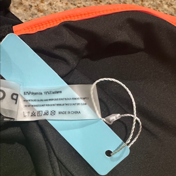 Popvil One Piece Swimsuit Tummy Control Cutout Black Neon Color Block Adj L NWT - Picture 6 of 8